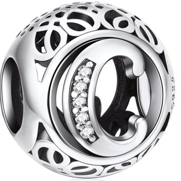 Sterling Silver Vintage Letter C Charm - Picture 2 of 7